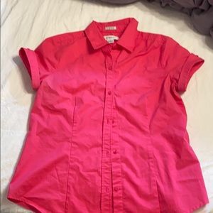 Pink short sleeve button down